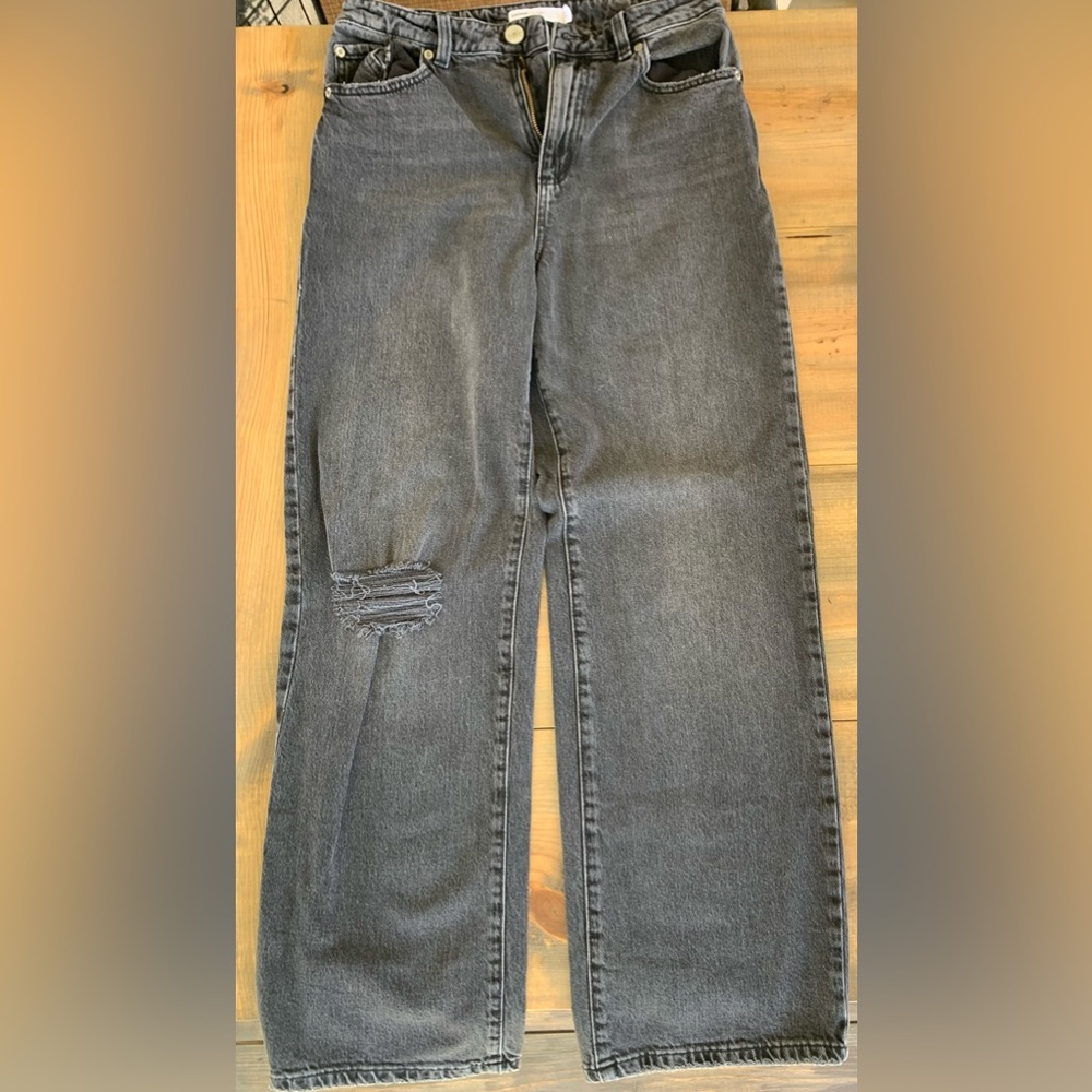 Garage Jambe Wide Leg High Waist Jeans Black Denim - Picture 3 of 4